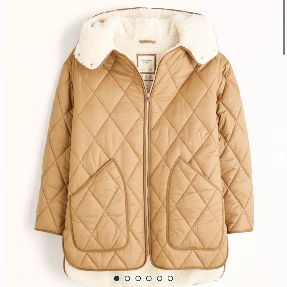 Abercrombie & Fitch Quilted Sherpa Liner Jacket in Brown NWT